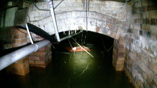 The flooded basement of the Broadway Hotel. Picture: Supplied