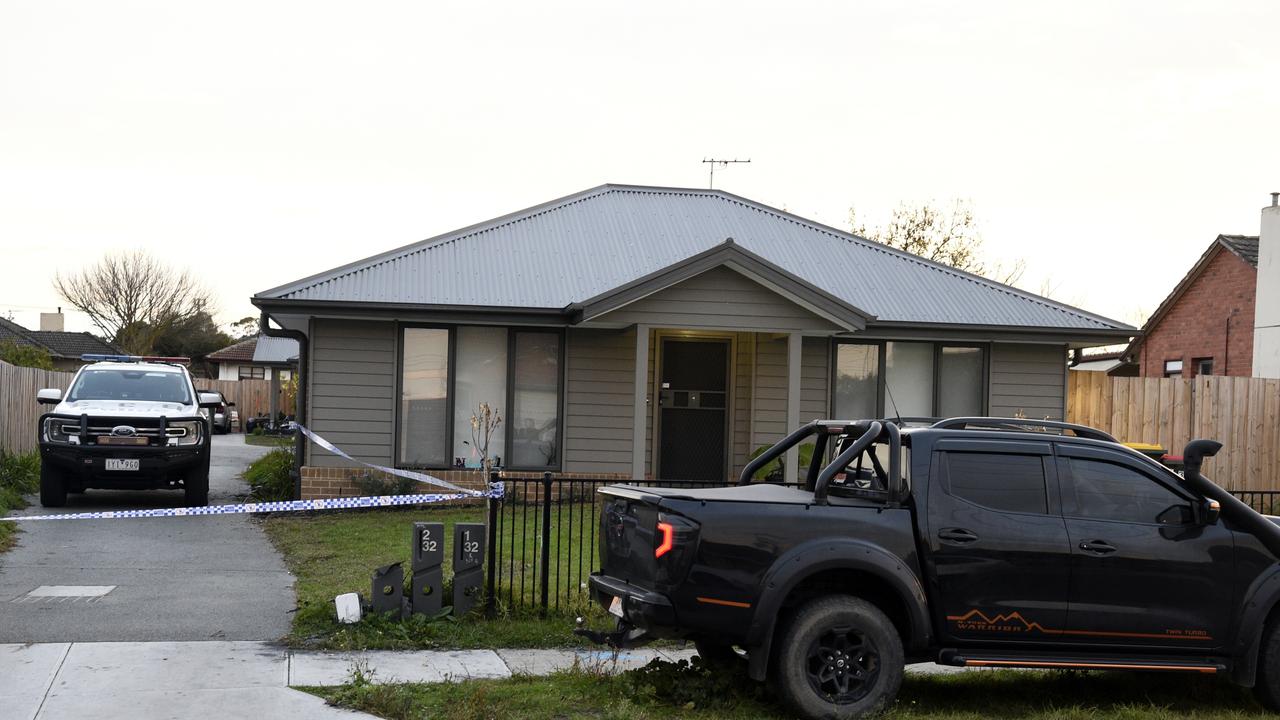 Police at a house on Bicknell Court in Broadmeadows where four people were found dead. Picture: NewsWire/ Andrew Henshaw