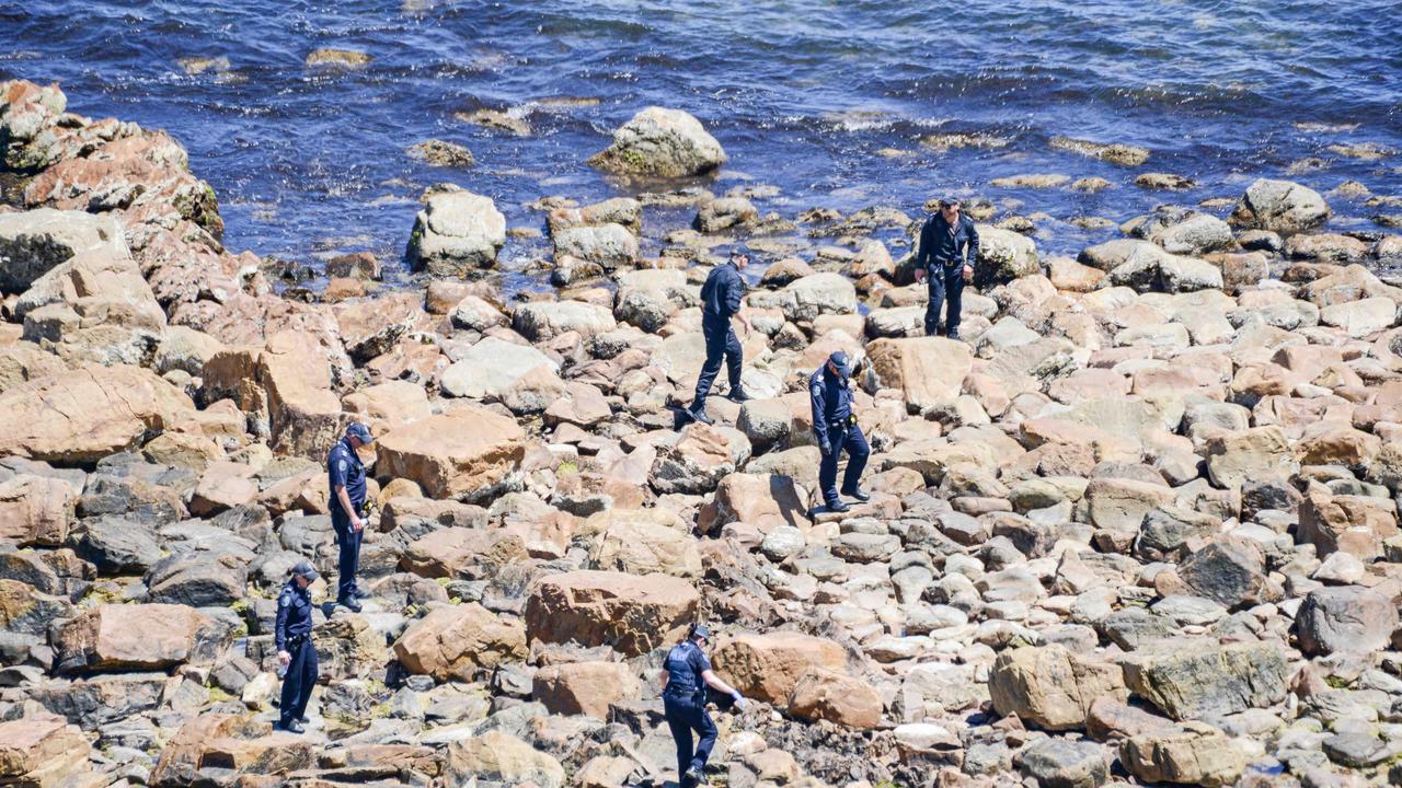 The bones are believed to be a forearm and a rib, with SES volunteers and police searching for more remains. Picture: Brenton Edwards