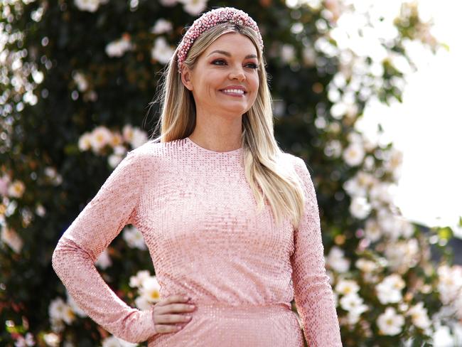 Channel 10 television presenter Natalie Hunter poses for a photograph during 2021 Oaks Day. Picture: Daniel Pockett