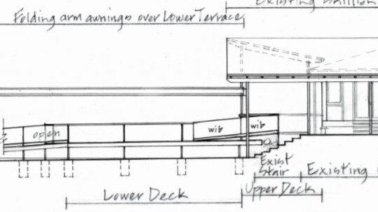 Drawings of the proposed decks which would provide two new dining areas for Little Tree Bakery and Brew House at Samford.