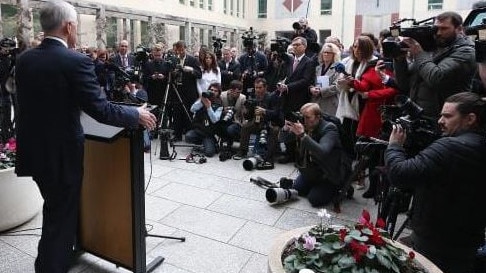 Malcolm Turnbull addresses the media after losing the leadership spill.