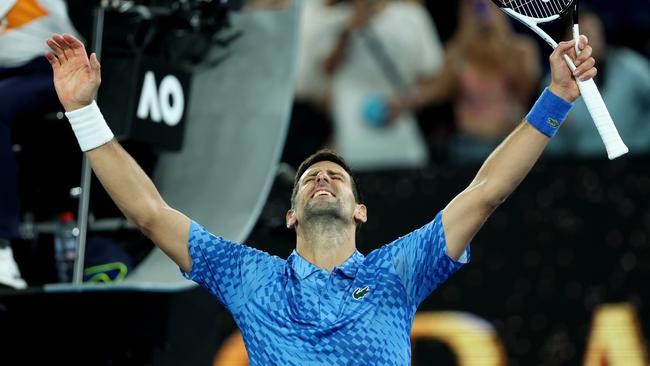 Novak Djokovic felt the love on his return to Melbourne Park. Picture: Getty