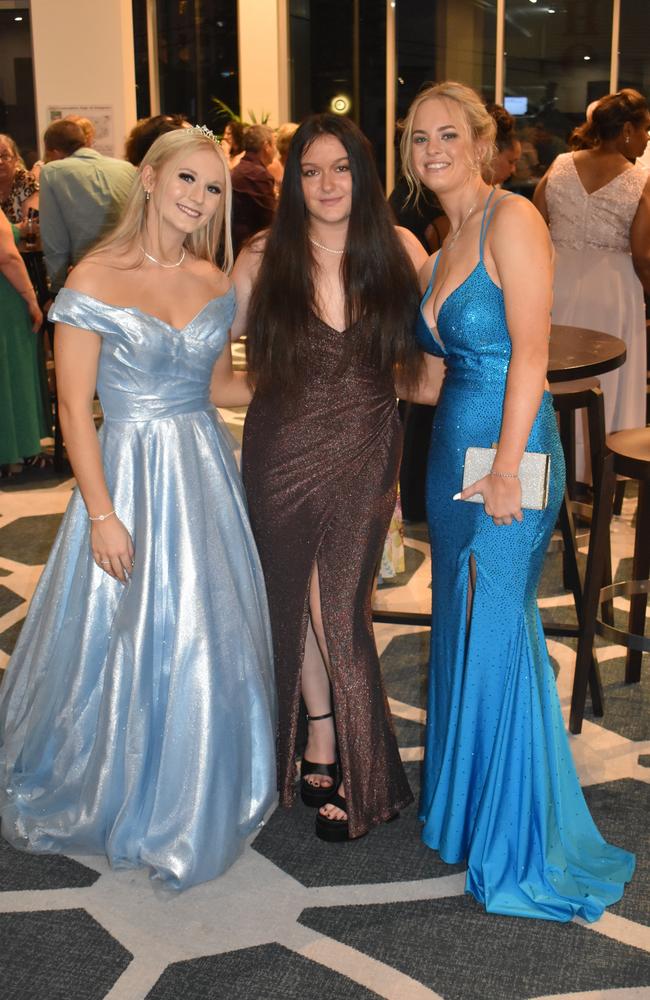 Jess Murtagh, Kiera Van Rythoven and Molly Vogler at the 2022 Nambour State College formal. Picture: Eddie Franklin