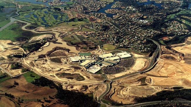 Robina Town Centre in the mid-1990s – most of the suburb around it did not exist yet.