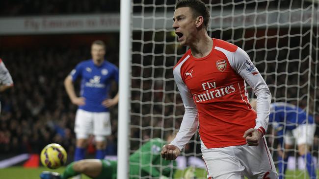 Arsenal's Laurent Koscielny celebrates scoring his side's first goal.