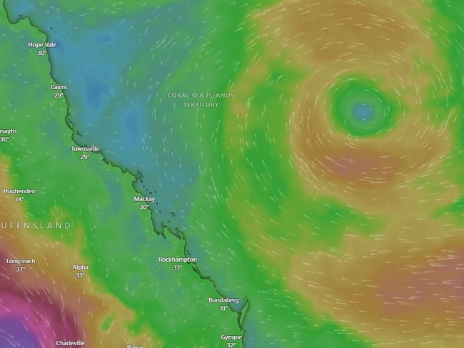 A new cyclone could form off the Queensland coast as early as Tuesday next week. Picture: Windy