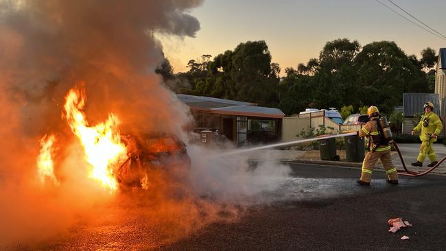 Firefighters were dispatched across Ballarat after cars were left burnt out following a fire and ram raid at Bakery Hill and Ballarat East businesses.