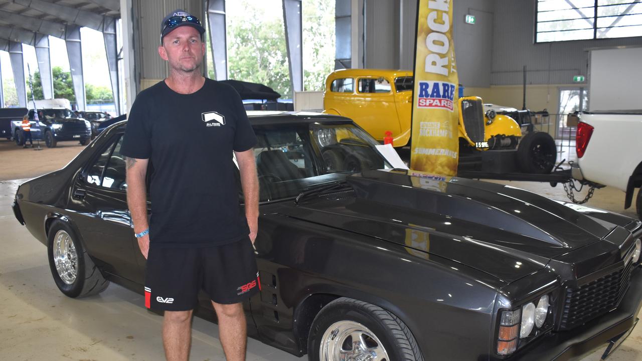 Brisbane's Luke Guy with his 1977 HZ Holden at scrutineering for Rockynats 04 at the Rockhampton Showgrounds on March 28, 2024.