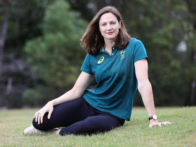 HOLD SEE THE COURIER-MAIL PIC DESK: Aussie golden girl Cate Campbell is peeking into the archives of 7News historical sporting parades as part of preparations for the Australian Olympic Committee's welcome home function for Tokyo Olympians next Friday in King George Square. Pics Tara Croser.