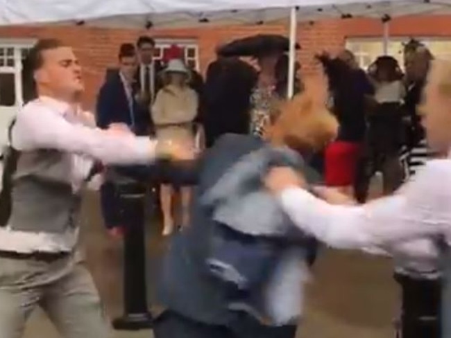 A fight breaks out at Ascot races