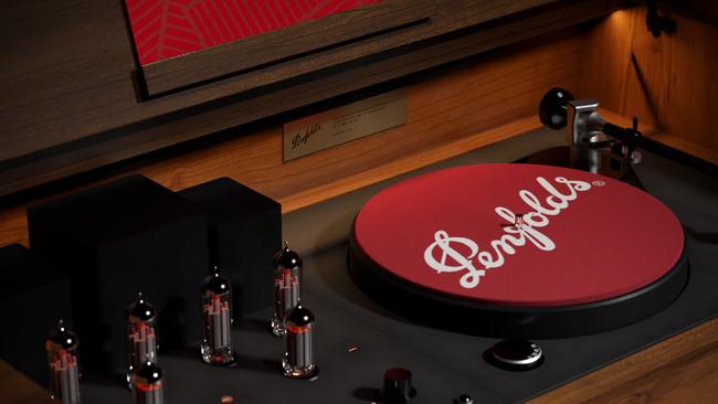 This year’s limited-edition $95,000 Penfolds turntable, complete with two bottles of Grange. Picture: Supplied