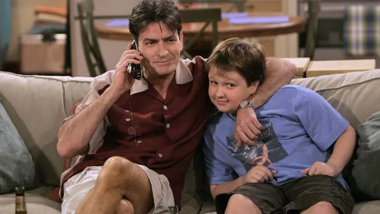 Charlie Sheen with Two and Half Men co-star Angus T. Jones.