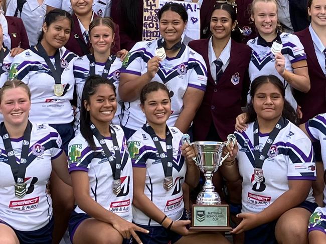 Ipswich girls celebrate their big win.