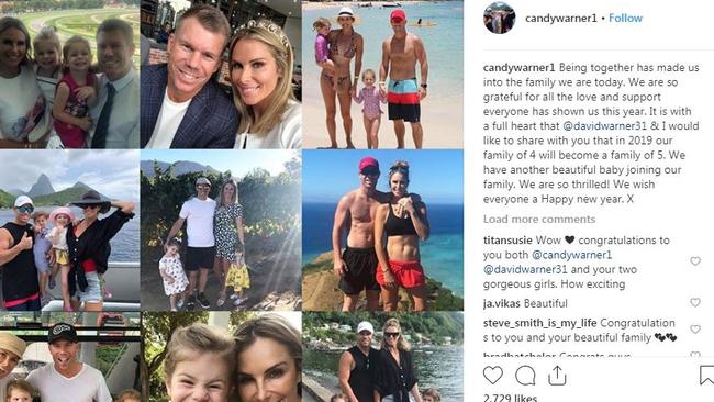 Candice Warner made the announcement on Instagram.