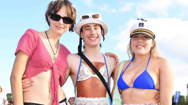 Freya Swenson, Sebastion Watson and Lexi Mingay at Groovin the Moo, Sunshine Coast 2023. Picture: Patrick Woods.