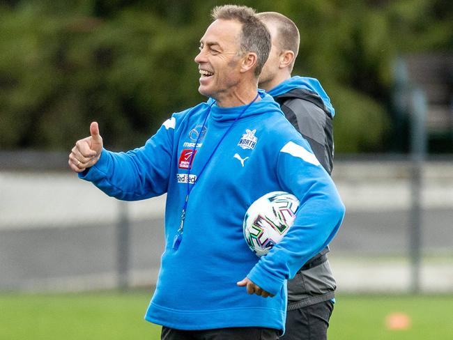 Alastair Clarkson at North Melbourne training. Picture: Jake Nowakowski