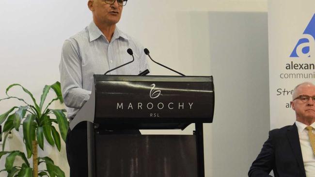 Division 4 candidate Joe Natoli speaks at a Sunshine Coast Daily election forum in Maroochydore. Picture: Stuart Cumming