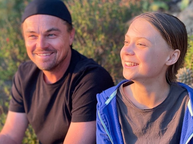 Leonardo DiCaprio meets fellow environmentalist Greta Thunberg. Picture: Instagram @leonardodicaprio