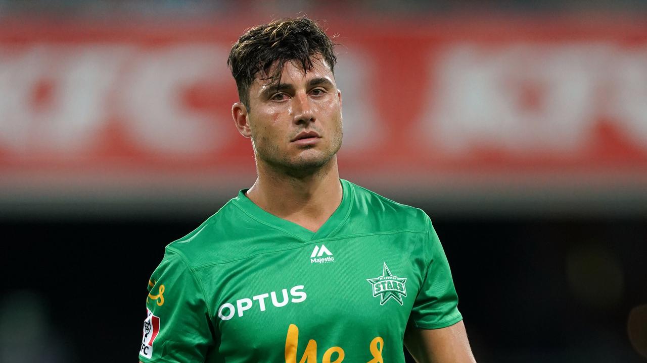 Marcus Stoinis walks off after being dismissed against Adelaide Strikers in Round 3.