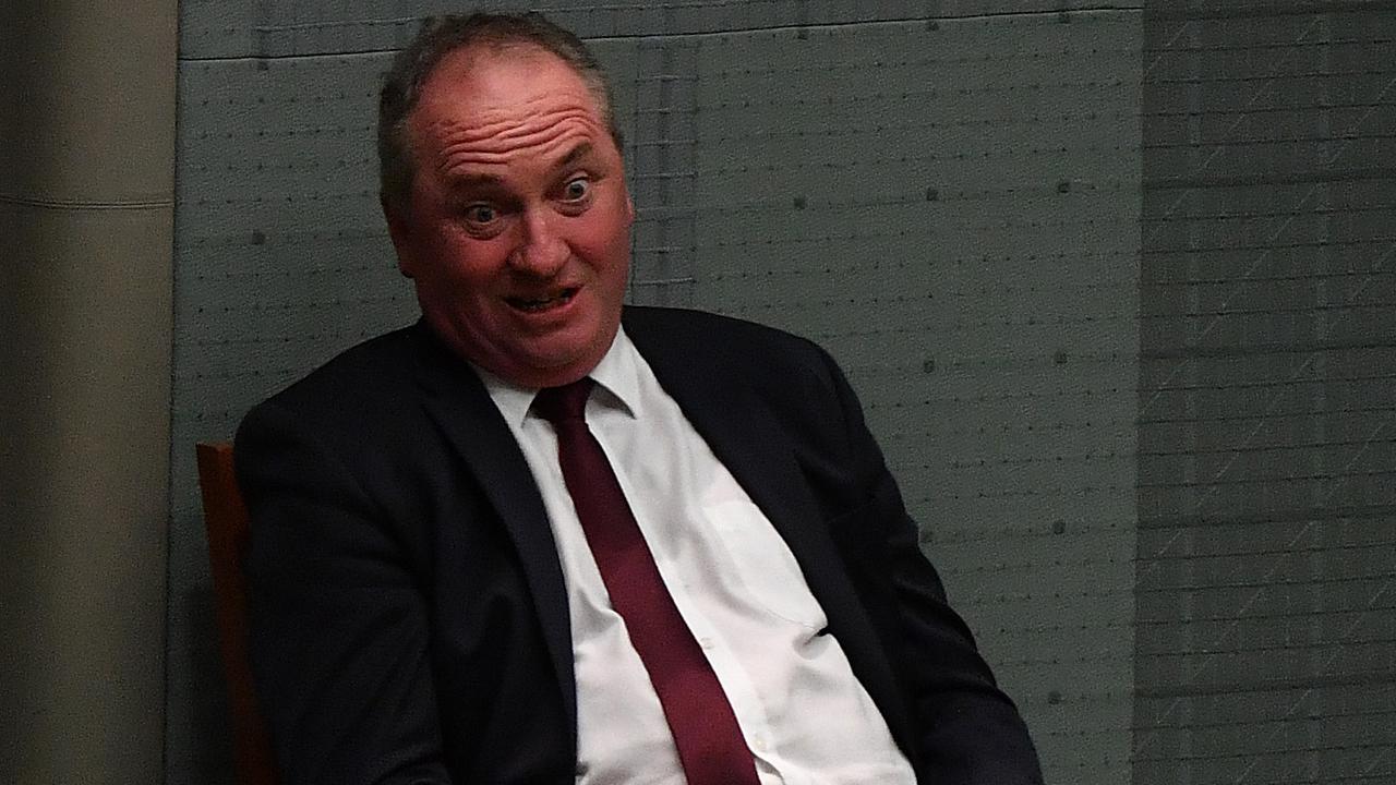 Member for New England Barnaby Joyce reacts during Question Time. Picture: Getty