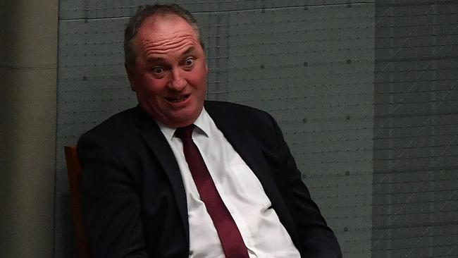 Member for New England Barnaby Joyce reacts during Question Time. Picture: Getty