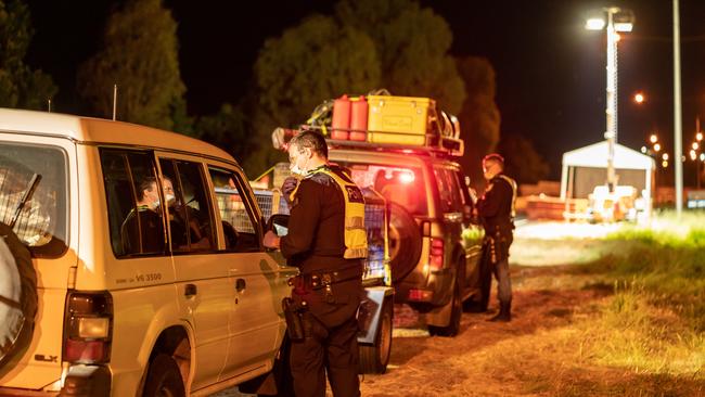 A Hume Freeway check point on the Victorian side of the border near Wodonga. Picture: Simon Dallinger