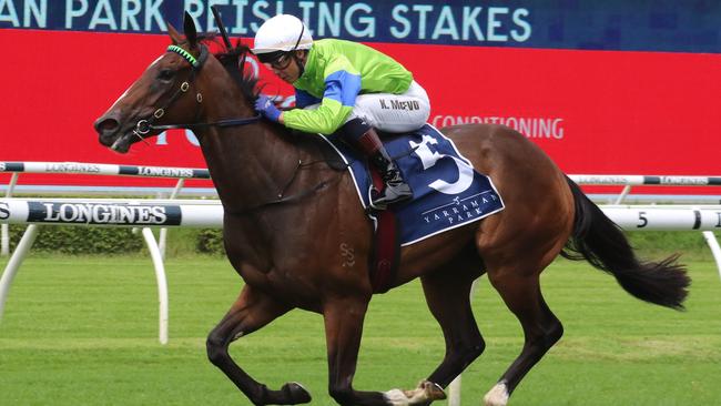 Seven Veils booked her spot with a win in the Reisling Stakes. Picture: Grant Guy