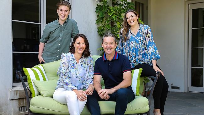 Woodbridge at home with his wife Natasha, son Beau and daughter Zara. Picture: Ian Currie