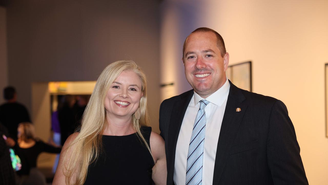 Fleur McMenamin and Dan Doran at the Here and Now gallery opening at HOTA for Gold Coast at Large. Picture, Portia Large.