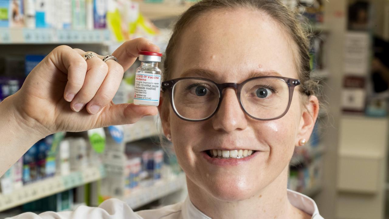 Pharmacist Manager Matilda Twist with Moderna COVID vaccine at Priceline Pharmacy at Kippa-Ring Shopping Centre, Saturday, September 25, 2021. Picture: Richard Walker