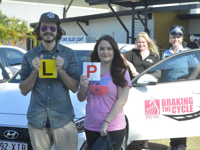 Braking the Cycle participants Alexander Galbraith and Haley Smith with organisers Lauren Coles and Senior Constable Wendy Brooks