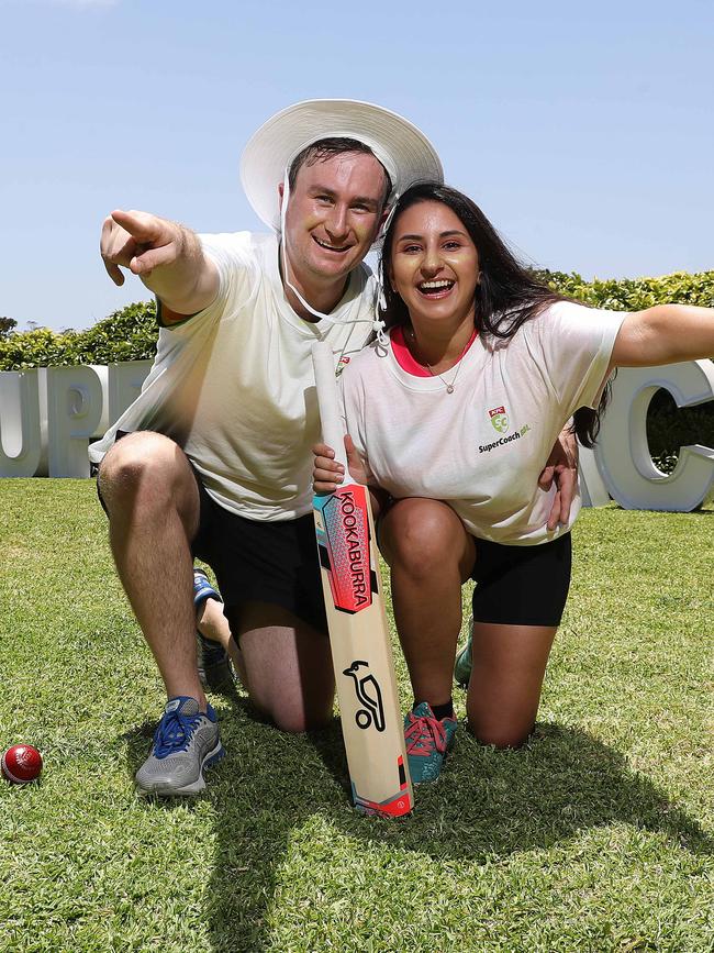 Isaac Kensell and Deniz Morali at the launch of KFC SuperCoach BBL. Picture: Brett Costello