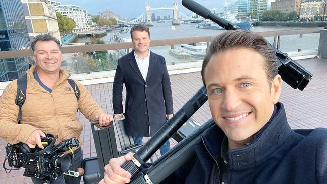 Weekend Sunrise host Matt Doran and his crew in London ahead of his interview with Adele. Picture: Instagram