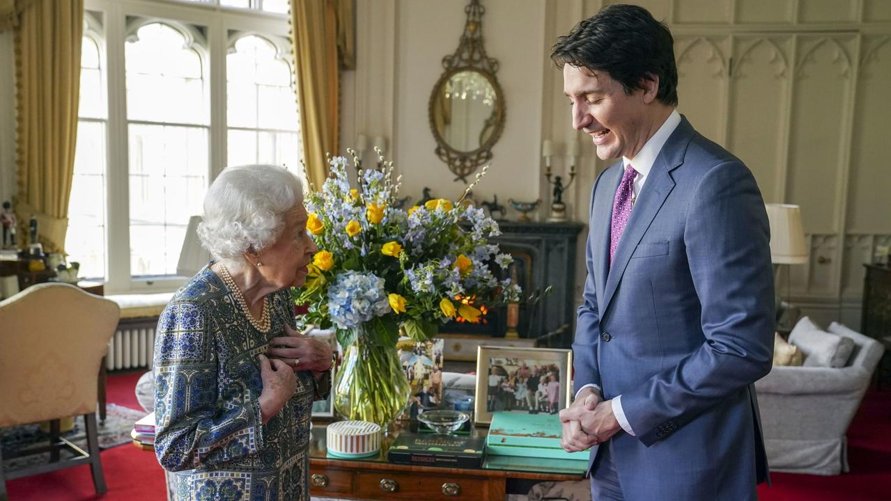 The Queen met the Canadian Prime Minister in her first in-person meeting since she recovered from Covid. Picture: Getty Images