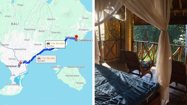 Candi Dasa is an hour and a half drive from Denpasar. Left picture: Google Maps, right picture: Tripadvisor
