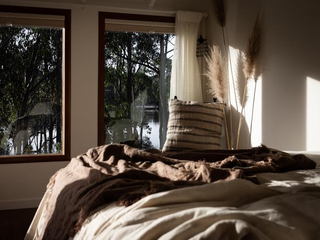 One of the Voyager’s upstairs sun-filled, corner bedrooms which offer more dreamy river views. Picture: Lean Timms