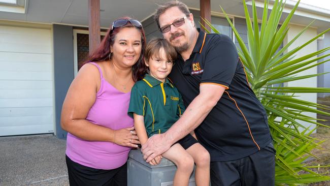 Jason and Jasmine van Sleeuwan and son Tyson at Yarrabilba.