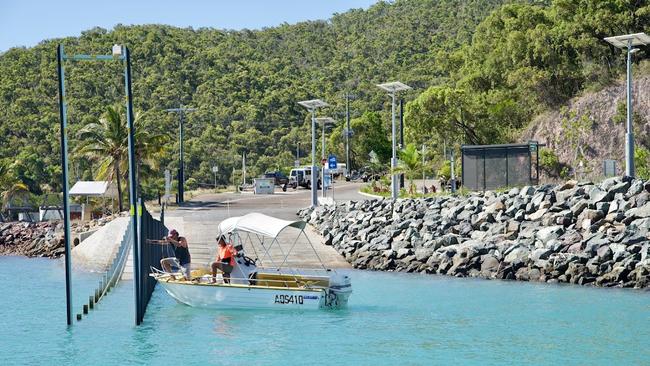 Shute Harbour boat ramp at high tide.