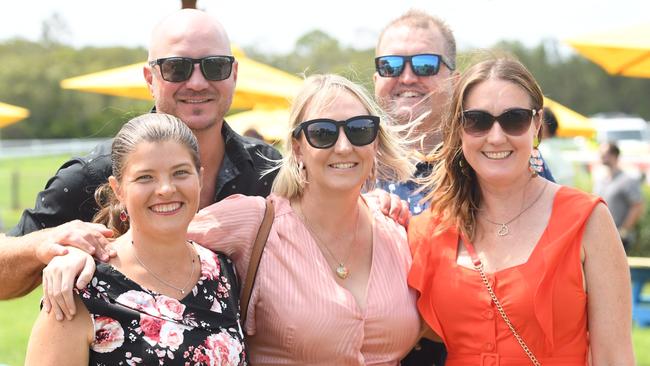 Kate Richardson, Fiona Fiviour, Rebecca Watkins and Dean Robinson and friends at the Ballina Cup.