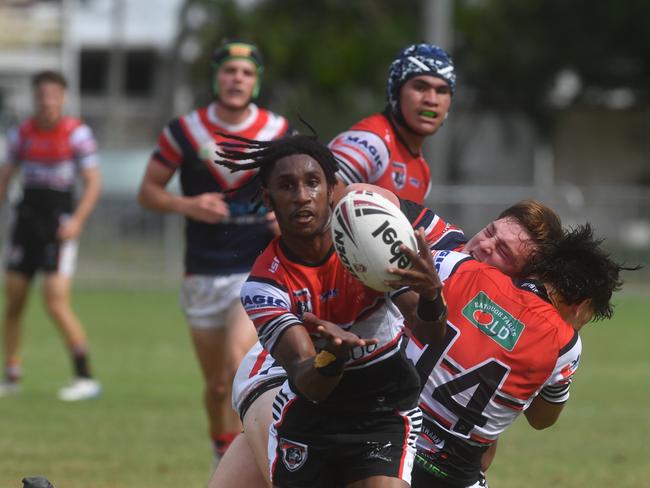 Kirwan State High School hosts St Patrick's College, Mackay, in round 1 of the 2025 Aaron Payne Cup. Picture: Evan Morgan