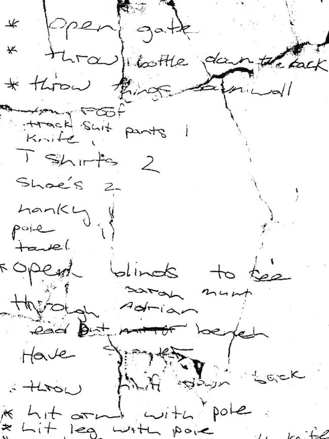 A hand written note by Matthew, which was used in the trial to link him to the murders.