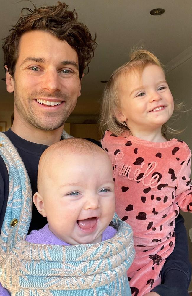 Matty Johnson with Lola, seven months, and Marlie-Mae, two.