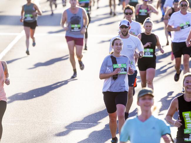 Run the Bridge Fun Run 2020 across Tasman Bridge. Picture: RICHARD JUPE