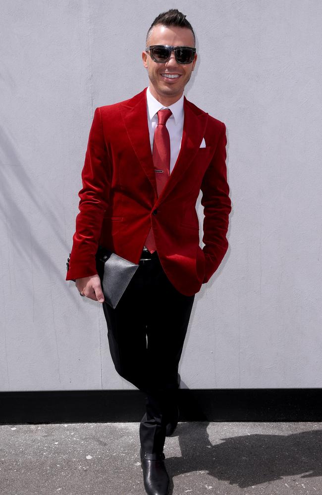 Anthony Callea poses for a photograph in the Birdcage during Melbourne Cup Day at Flemington Racecourse in Melbourne, Tuesday, November 7, 2017. Picture: AAP Image/Dan Himbrechts