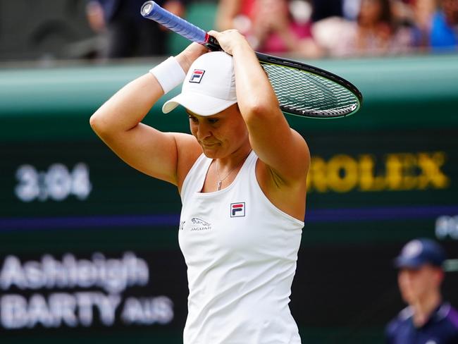 Barty celebrated her win over Angelique Kerber. Picture: Getty Images