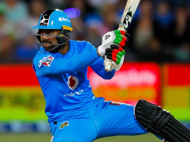 ADELAIDE, AUSTRALIA - DECEMBER 31: Rashid Khan of the Strikers bats on December 31, 2019 in Adelaide, Australia. (Photo by Daniel Kalisz/Getty Images)