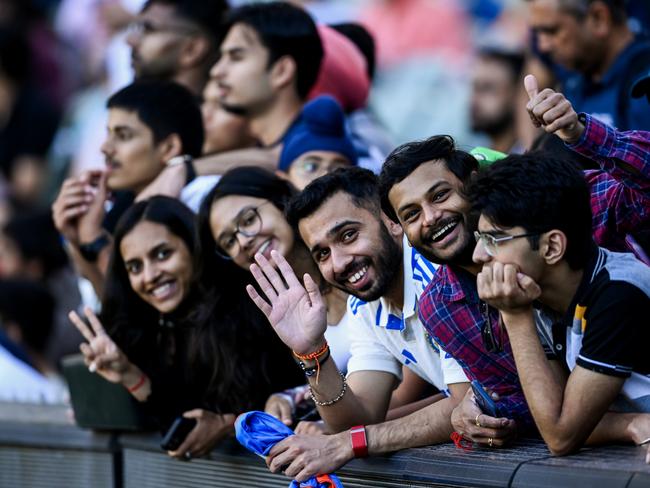 India fans during watch a training session at the Adelaide Oval. Picture: Mark Brake/Getty Images