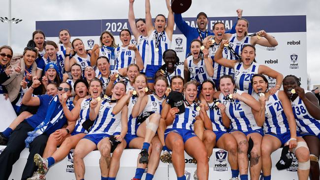 The Roos celebrate their premiership. (Photo by Dylan Burns/AFL Photos)