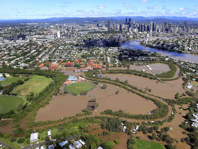 A view of flood-hit Brisbane on Tuesday. Picture: Adam Head